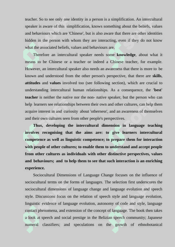 THE SOCIOCULTURAL AND INTERCULTURAL DIMENSION OF LANGUAGE 5