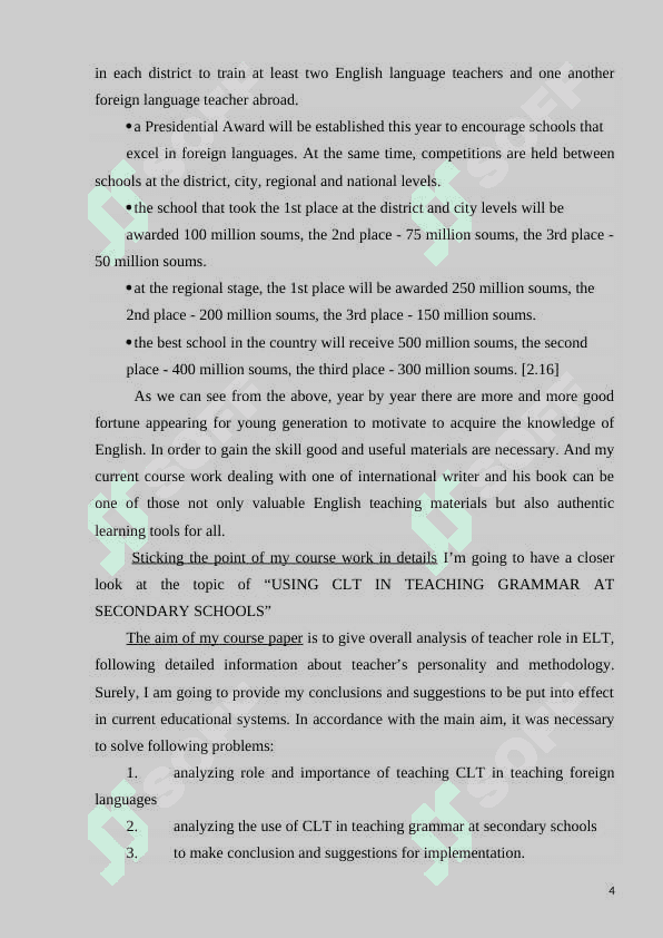 USING CLT IN TEACHING GRAMMAR AT SECONDARY SCHOOLS ELT 4