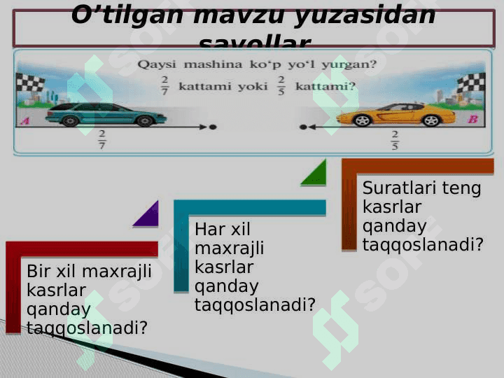 Har xil maxrajli kasrlarni taqqoslash 3