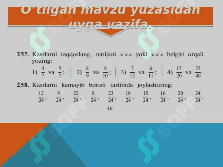 Har xil maxrajli kasrlarni taqqoslash 4