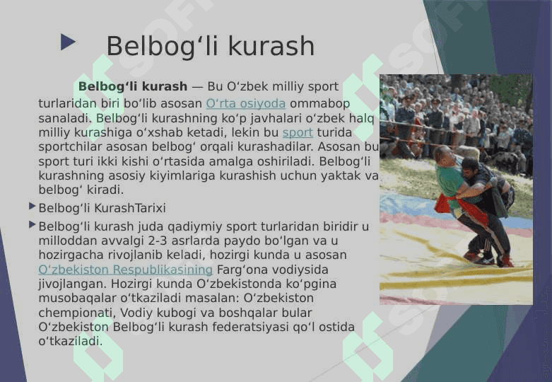 Belbog'li va milliy kurashning rivojlanish tarixi 3
