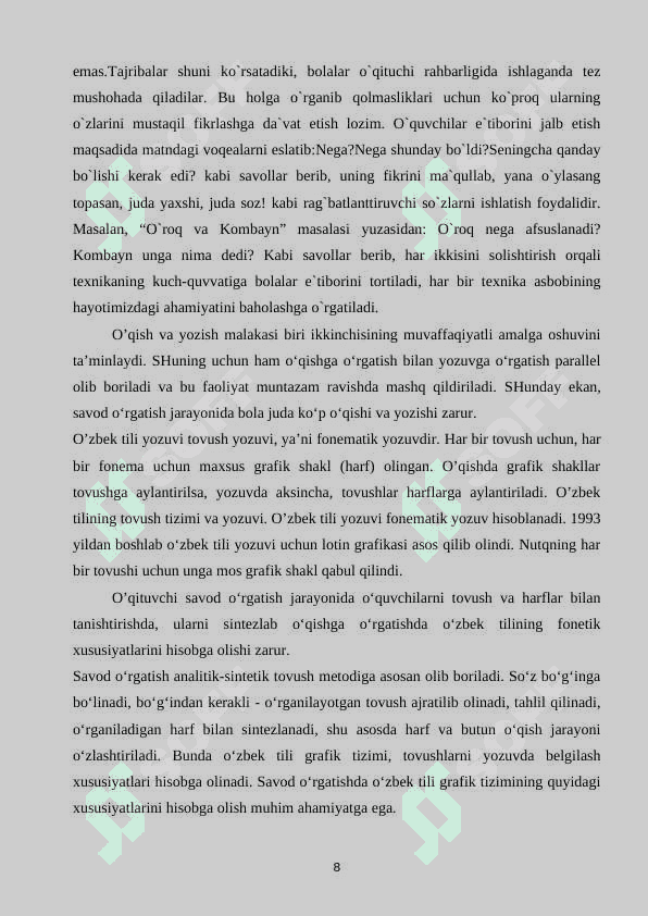 O‘QISH DARSLARIDA EPIK SHE’R O‘TISH USLUBIYATINI 8