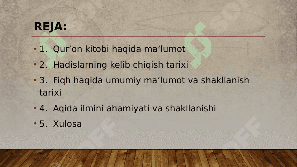 Qur’on, hadis, fiqh, aqida ilmlarining shakllanish tarixi (TAQDIMOT) 2