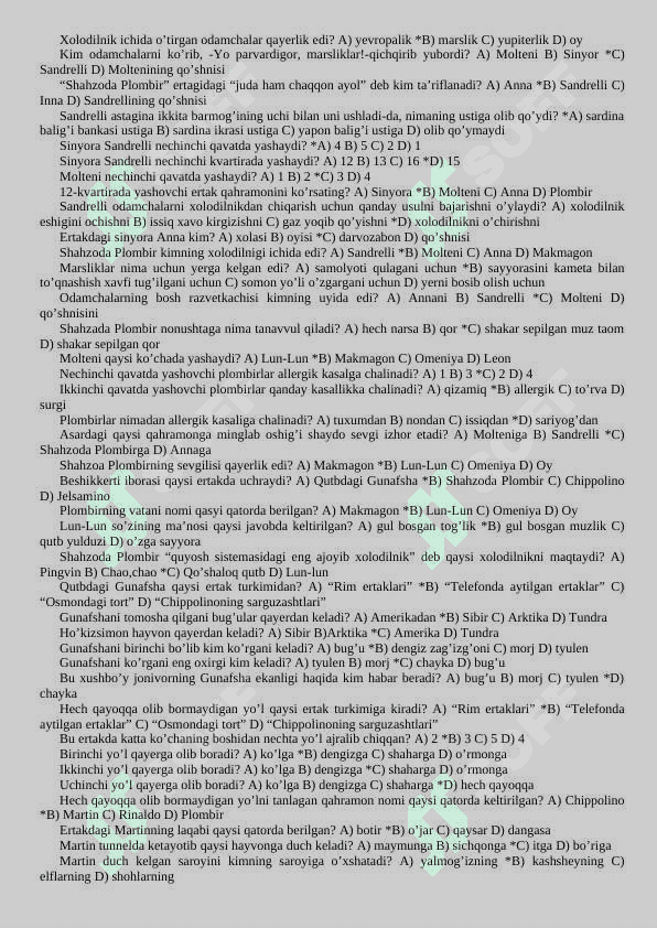6- sinf adabiyot darsligidan mavzulashtirilgan testlar 8