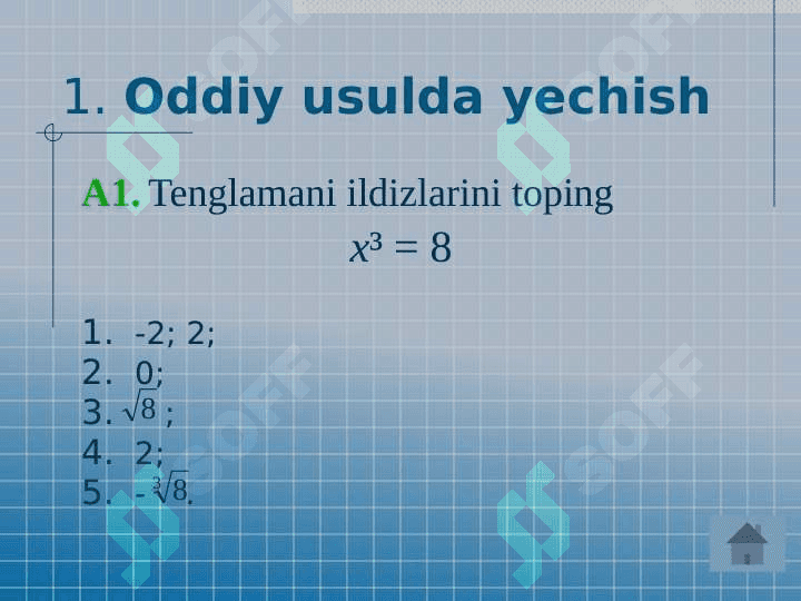 Uchinchi darajali tenglamalarni yechish usullari 3