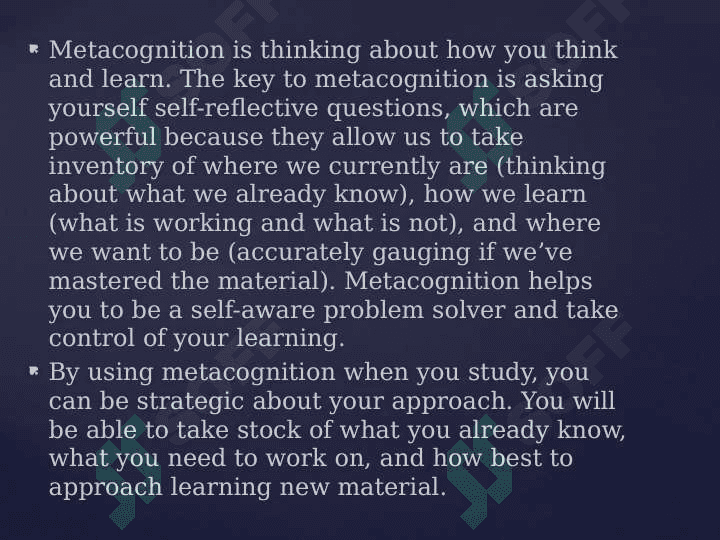 Metacognitive strategies of learning language ppt 3