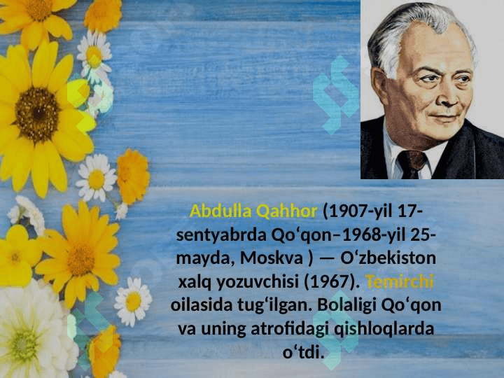 Abdulla Qahhor hikoyanavis.Oʻtmish mavzusidagi hikoyalarida davr va shaxs talqini. 2