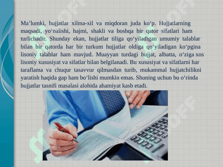 qolipli namunali va individual hujjatlar 2