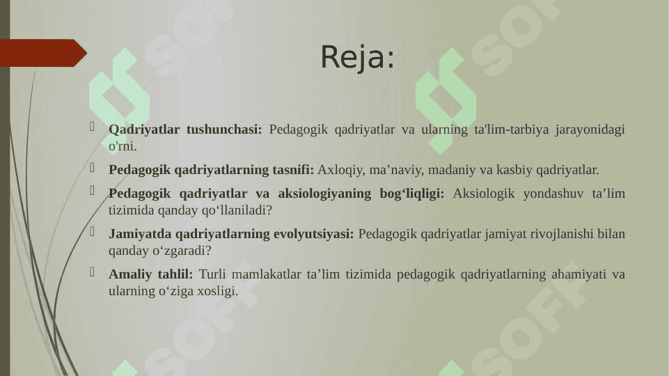 Pedagogik qadriyatlar va ularning ta'lim-tarbiya jarayonidagi o'rni. 2