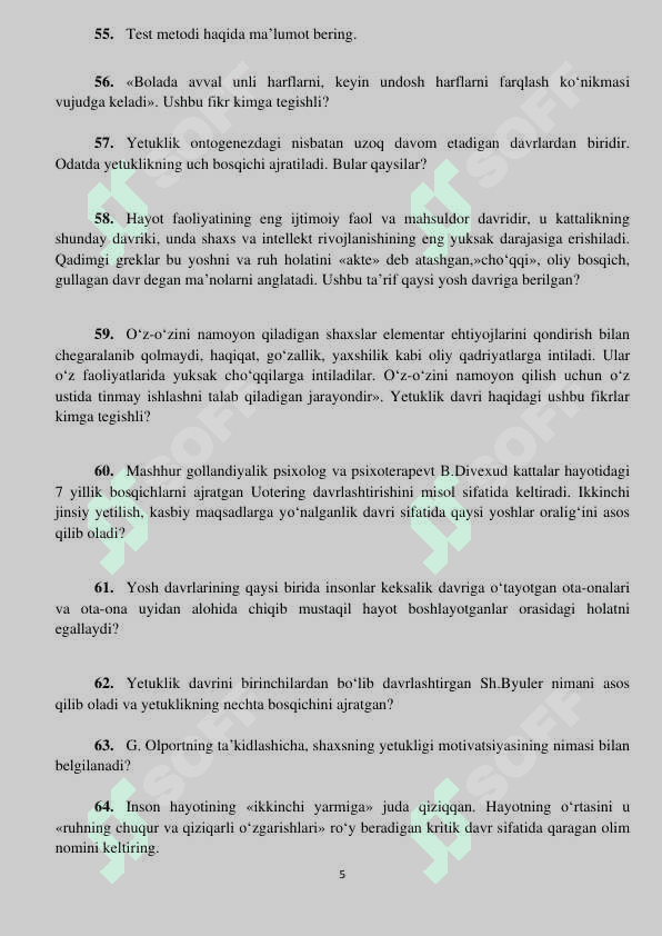 Umumiy psixologiyadan 300ta savol 5