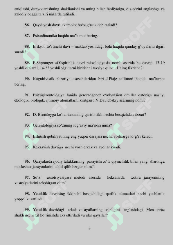 Umumiy psixologiyadan 300ta savol 8