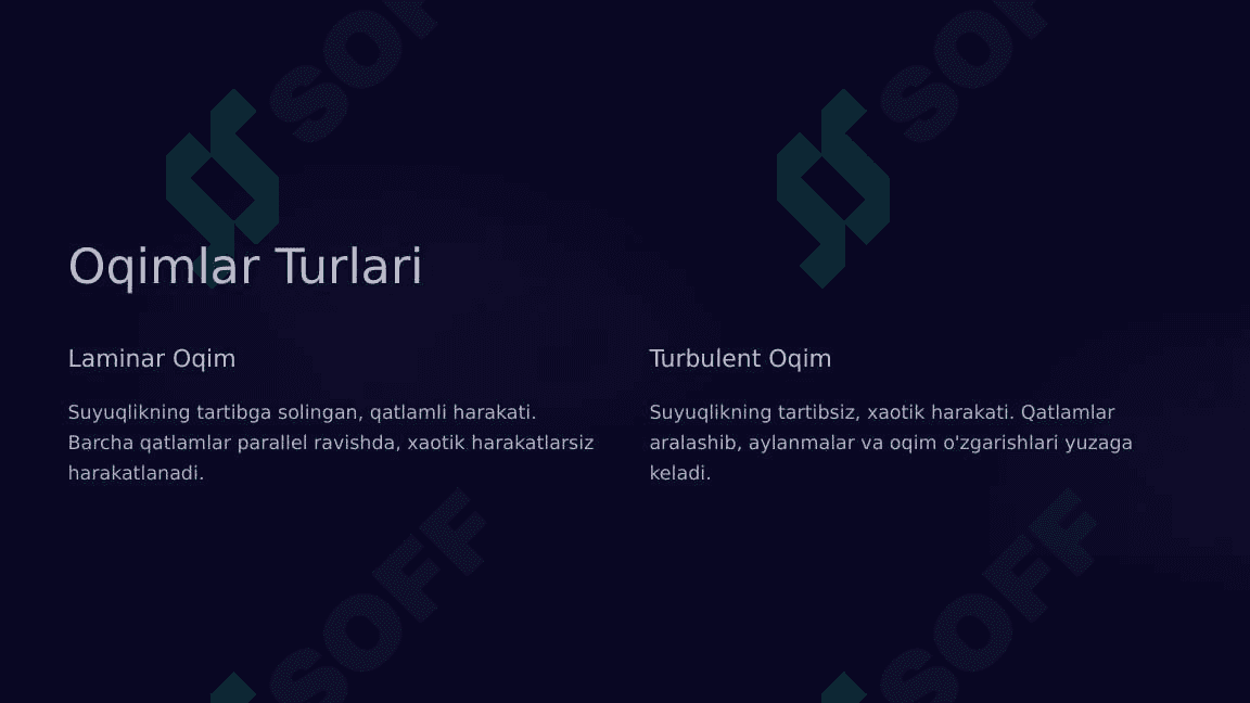 Laminar va turbulent oqimlar. Reynolds soni 3