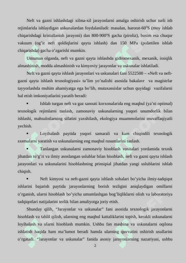 NEFT-GAZNI QAYTA ISHLASH JIHOZLARI VA USKUNALARI 2