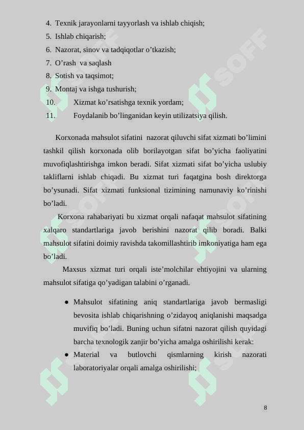 KORXONADA XIZMATLAR SIFATINI NAZORAT GILISH USULLARI VA VOSITALARINI TAKOMILLASHTIRISH 8