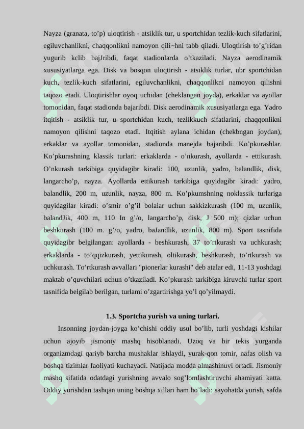 YENGIL ATLETIKA DARSIDA TEZKORLIKNI TARBIYALASH USULLARI. 8