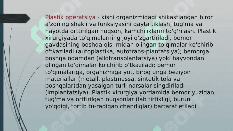 YUZDAGI PLASTIK OPERATSIYALAR XUSUSIYATLARI 2