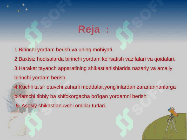 Birinchi tibbiy yordam ko'rsatish omillar 2