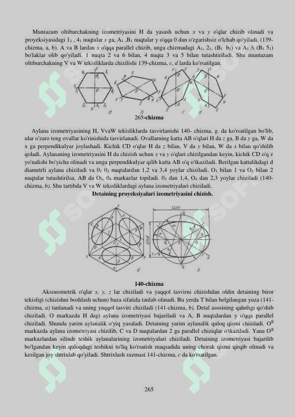 Detalning chorak qirqim bilan aksonometrik proeksiyasini qurish 3