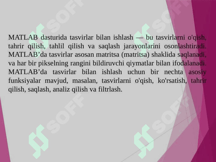 MATLAB dasturida rang hosil qilish fayllari bilan ishlash 2