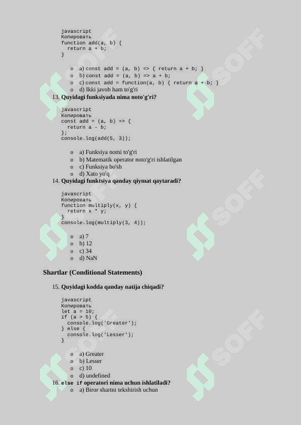 O'zgaruvchilar (Variables) test 3