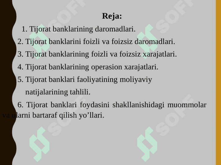Bank daromad va xarajatlari 2