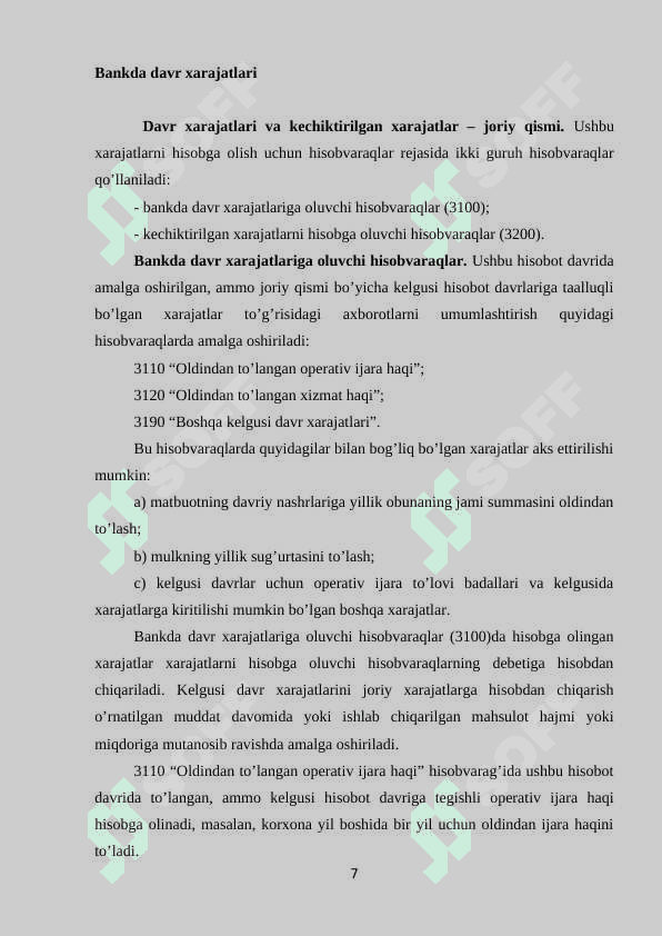 Bankda davr xarajatlari xisobi 7