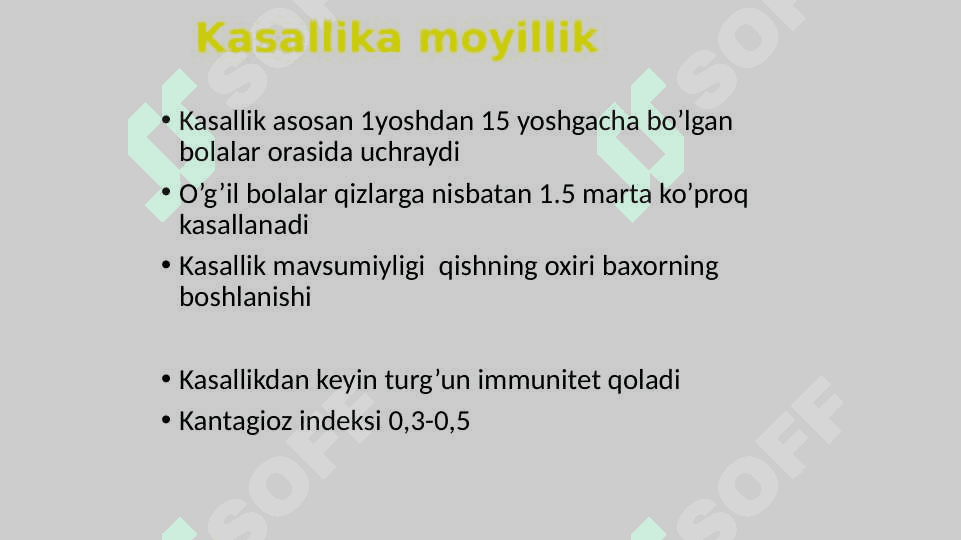 yiringli parotit , o`tkir yiringli mastit Limfadenit, limfangit, tromboflebit 6