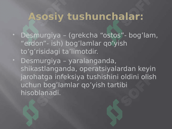 Desmurgiya va transport immobilizatsiyasi 2