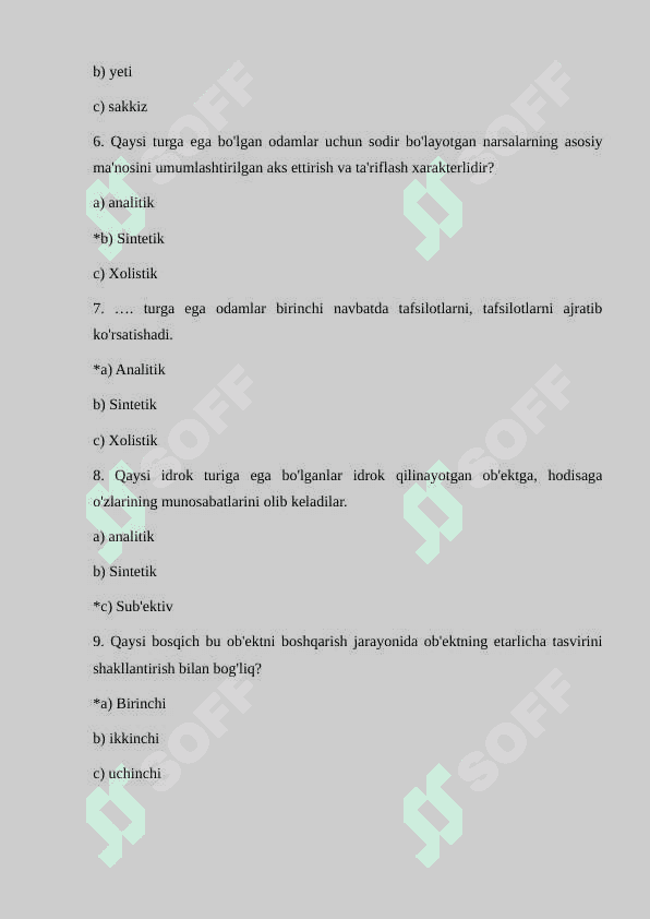 Idrokning individual farqlari va uning rivojlanishi test 2