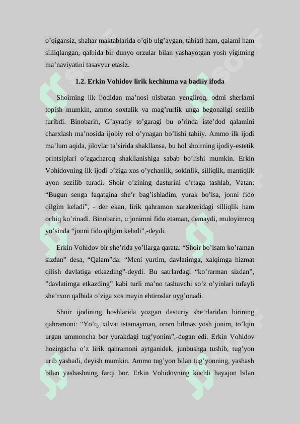 ERKIN VOHIDOV SHE’RIYATINING G’OYAVIY-BADIIY XUSUSIYATLARI 8