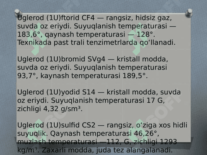 Uglerod birikmalari va xossalari 8