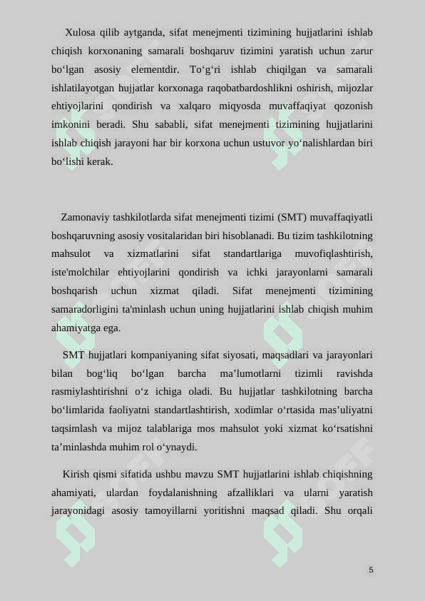 SIFAT MENEJMENTI TIZIMINING HUJJATLARINI ISHLAB CHIQISH 5