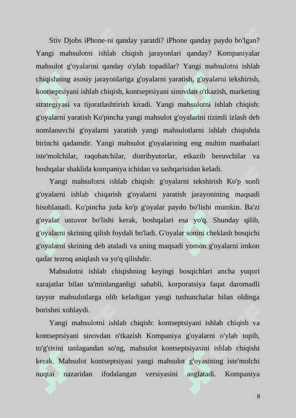 YANGI MAHSULOTLARNI ISHLAB CHIQISH STRATEGIYALARI 8