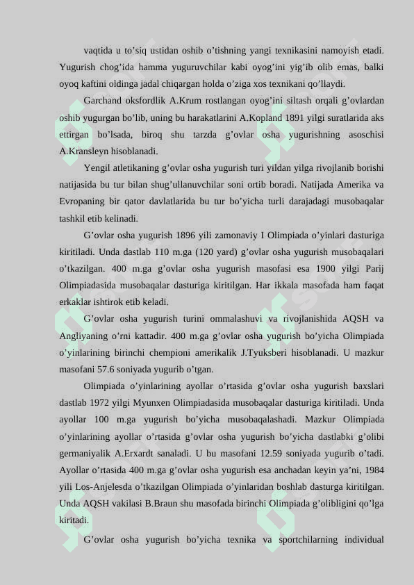 G’ovlar osha yugurish texnikasi asoslari 2