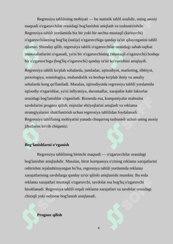 TIJORAT FAOLIYATIDA REGRESSION TAHLILDAN FOYDALANISH 6
