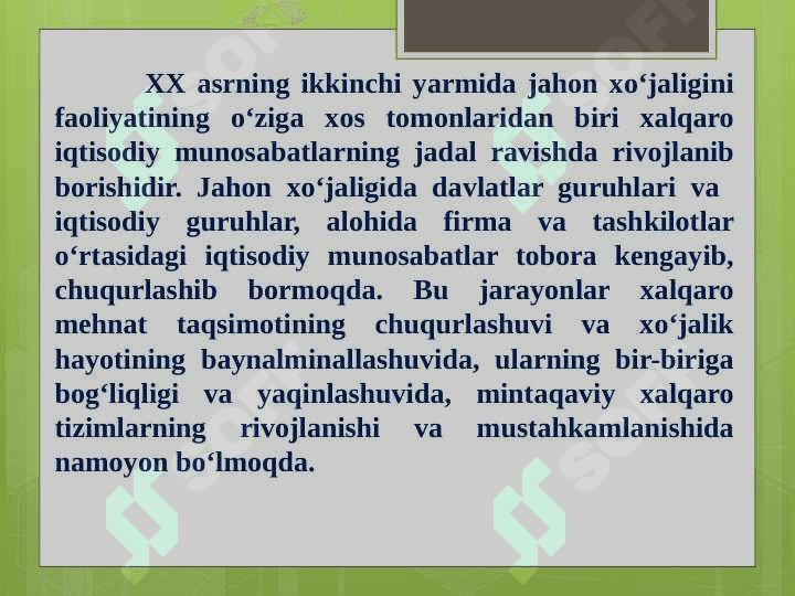 Jahon iqtisodiyoti faniga kirish 2
