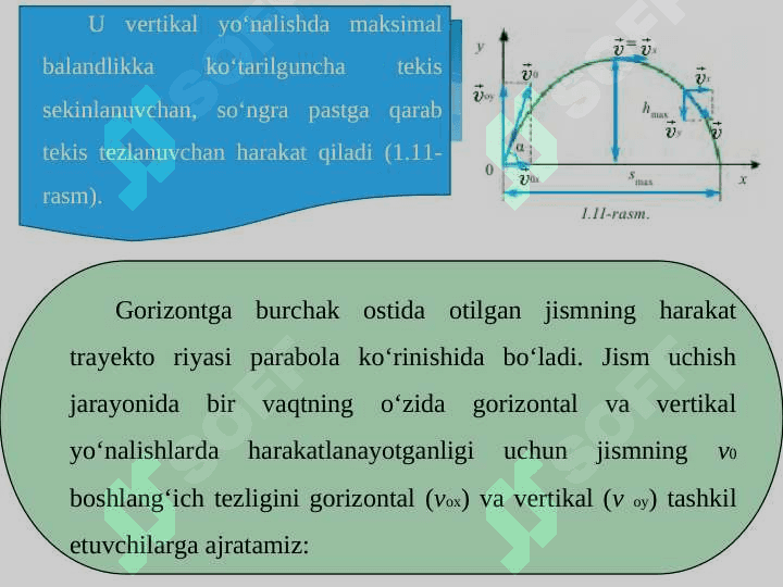 gorizantga burchak ostida otilgan jism harakati 3