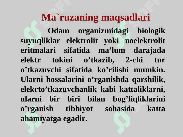 Elektrkimyo asoslari. Elektro’tkazuvchanlik 2