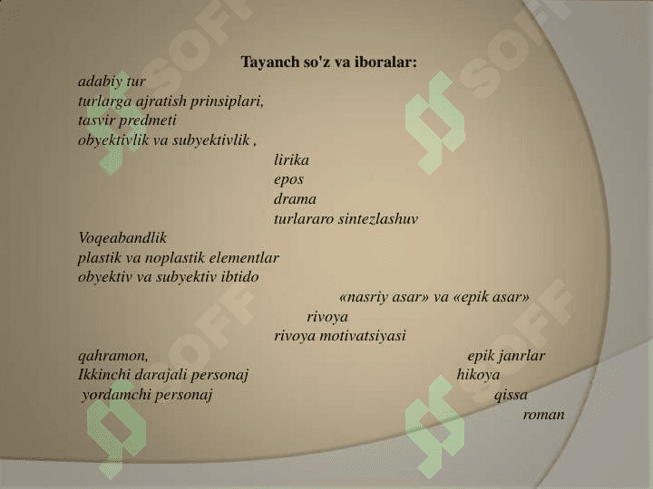 Adabiy turlarni tasniflashning o‗zgacha ko‗rinishlari 2
