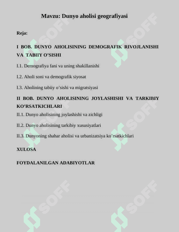 Dunyo aholisi geografiyasi 2