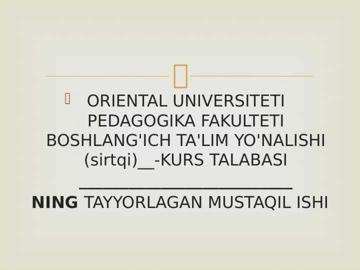 Ta’lim tarbiyada milliy qadriyatlarning o’rni