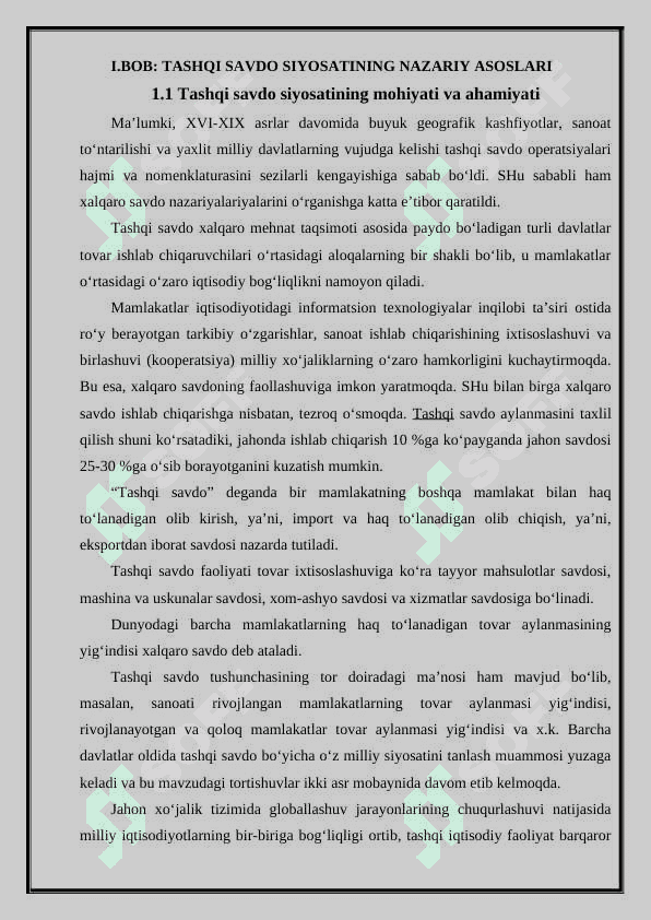 O'zbekiston Respublikasining tashqi savdo siyosati 5