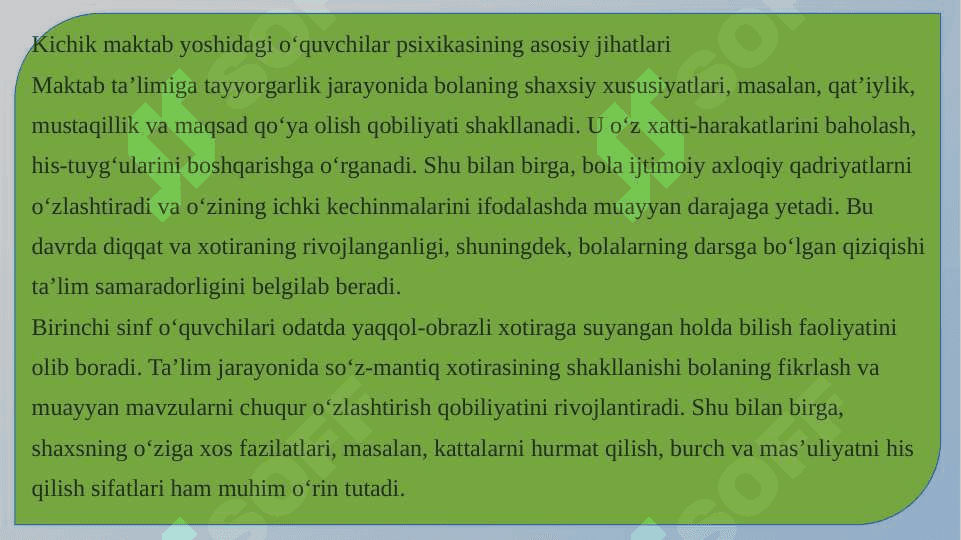 KICHIK MAKTAB YOSHIDAGI 0 ‘QUVCHILARNING PSIXOLOGIK XUSUSIYATLARI 5