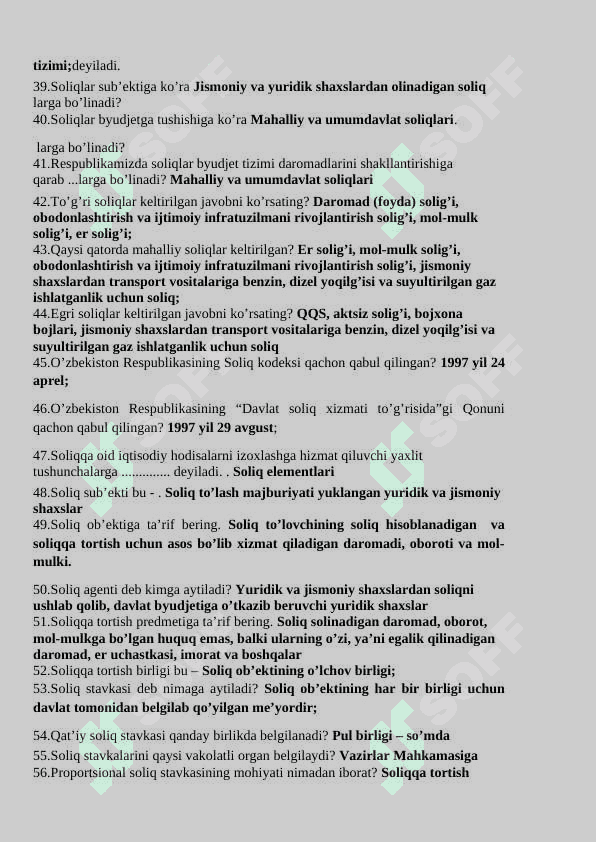 soliq fanidan yakuniy baholash javoblari 3