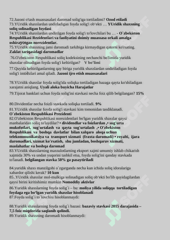 soliq fanidan yakuniy baholash javoblari 5
