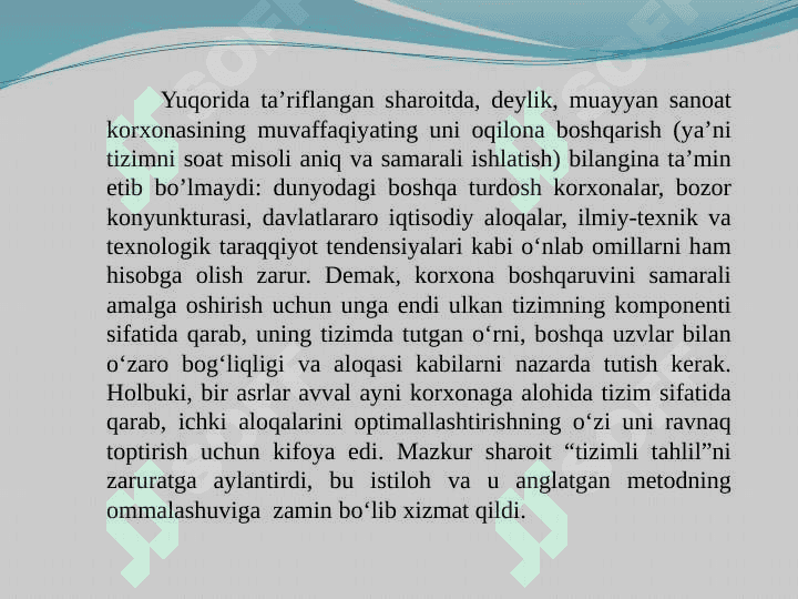 Zamonaviy dunyoda “sistem tahlil” zarurati haqida 5