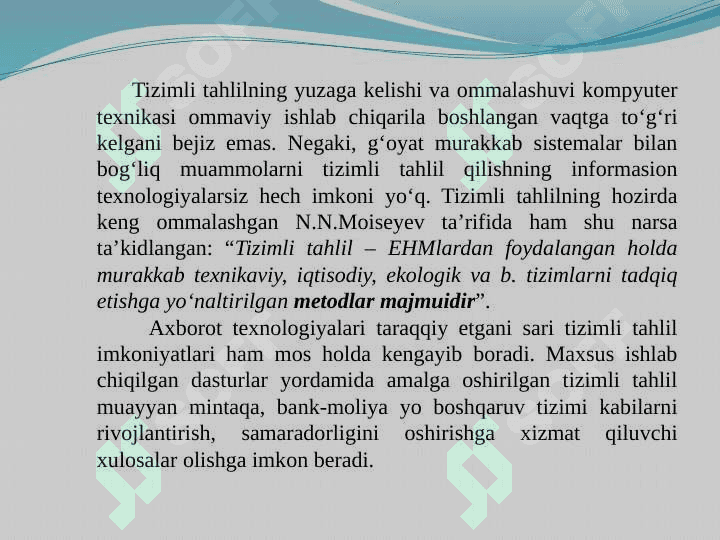 Zamonaviy dunyoda “sistem tahlil” zarurati haqida 6