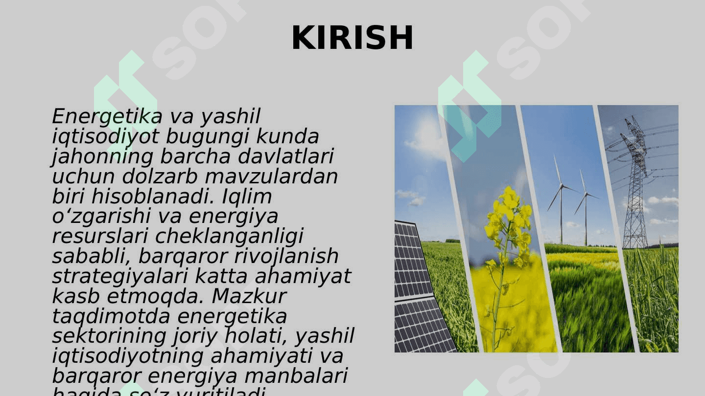 Energetika va Yashil iqtisodiyot mavzusi bo'yicha presentatsiya 3