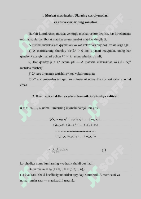 Krvadratik forma va uni kanonik ko'rinishga keltirish 2