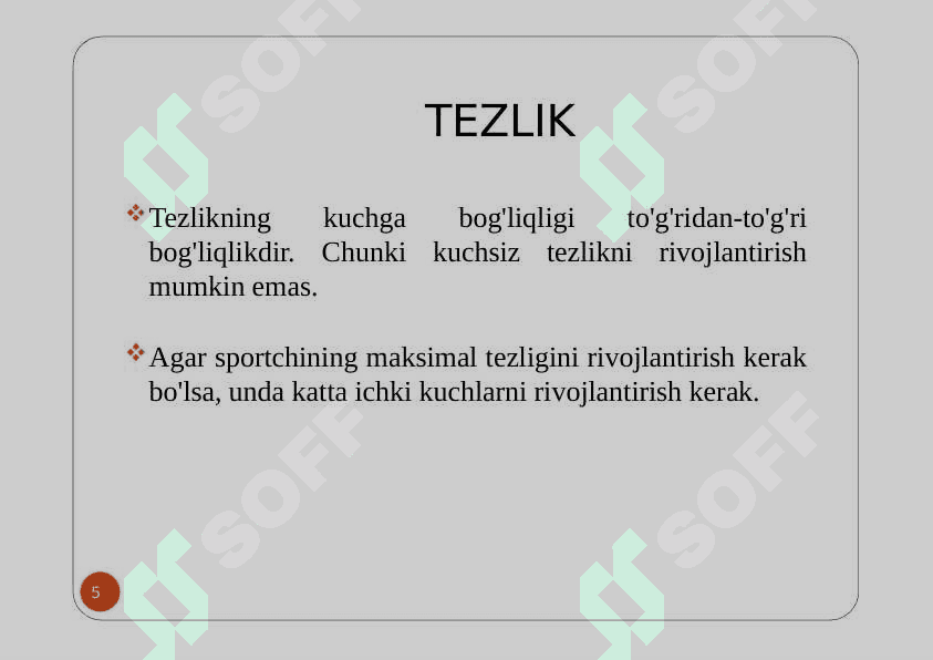 TEZLIK VA TEZLIKNI RIVOJLANTIRISH 5